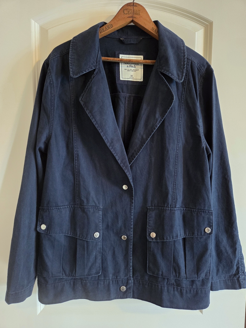 Abercrombie Navy Blue Utility Chore Jacket M Cotton Workwear Blazer Barn Coat
